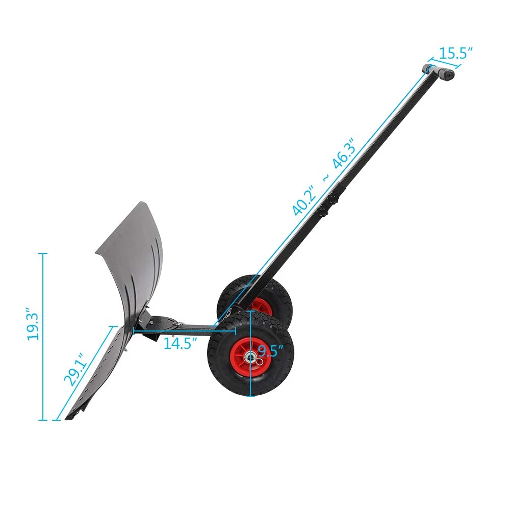 TUFFIOM Snow Pusher Shovel For Driveway, 29″ Wide Metal Snow Plow Shovel With Wheels, Heavy Duty Wheeled Push Snow Shovels For Snow Removal Ergonomic Adjustable Angle & Height 4 TUFFIOM Snow Pusher Shovel For Driveway, 29″ Wide Metal Snow Plow Shovel With Wheels, Heavy Duty Wheeled Push Snow Shovels For Snow Removal Ergonomic Adjustable Angle & Height - Image 2