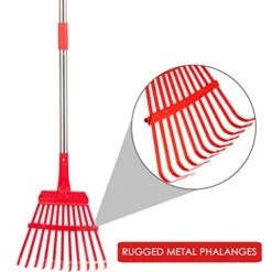 HOMIMP Adjustable Garden Rake,34″ – 55″ Adjustable Lightweight Aluminum Handle 11 Tines Shrub Rake,8″ Inch Wide,for Gardeners,Kids,Detachable Garden Leaf Rake,Easy To Carry -Gardening Series Store 51wAW6GC64L