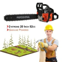 IOOkME-H 20″ 62CC 2 Cycle Gasoline Powered Chainsaw Double Spring Automatic Chain Oiler Great Handbar Electric Chainsaws -Gardening Series Store 61h2B2B3mGlNL