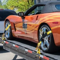 VULCAN Car Tie Down With Flat Hooks – Lasso Style – 2 Inch X 96 Inch – 4 Pack – Classic Yellow – 3,300 Pound Safe Working Load -Gardening Series Store 71QUrsQSkQL