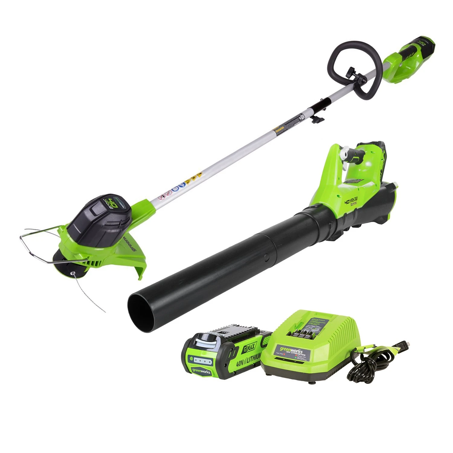 Greenworks 40V Cordless String Trimmer And Leaf Blower Combo Kit, 2.0Ah Battery And Charger Included 3 Greenworks 40V Cordless String Trimmer And Leaf Blower Combo Kit, 2.0Ah Battery And Charger Included