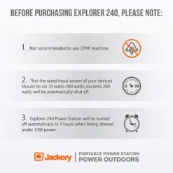 Jackery Portable Power Station Explorer 240, 240Wh Backup Lithium Battery, 110V/200W Pure Sine Wave AC Outlet, Solar Generator (Solar Panel Not Included) For Outdoors Camping Travel Hunting Emergency -Gardening Series Store 71gTwGgKJVL