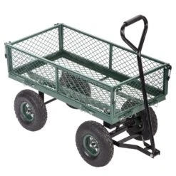 Garden Carts Yard Dump Wagon Cart Lawn Utility Cart Outdoor Steel Heavy Duty Beach Lawn Yard Landscape