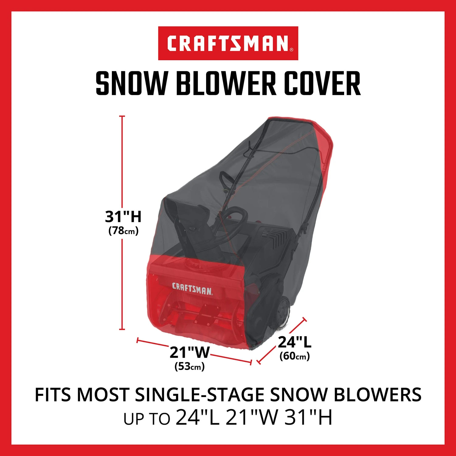 Craftsman Single Stage Gas Snow Blower Cover, Black/red 4 Craftsman Single Stage Gas Snow Blower Cover, Black/red - Image 2